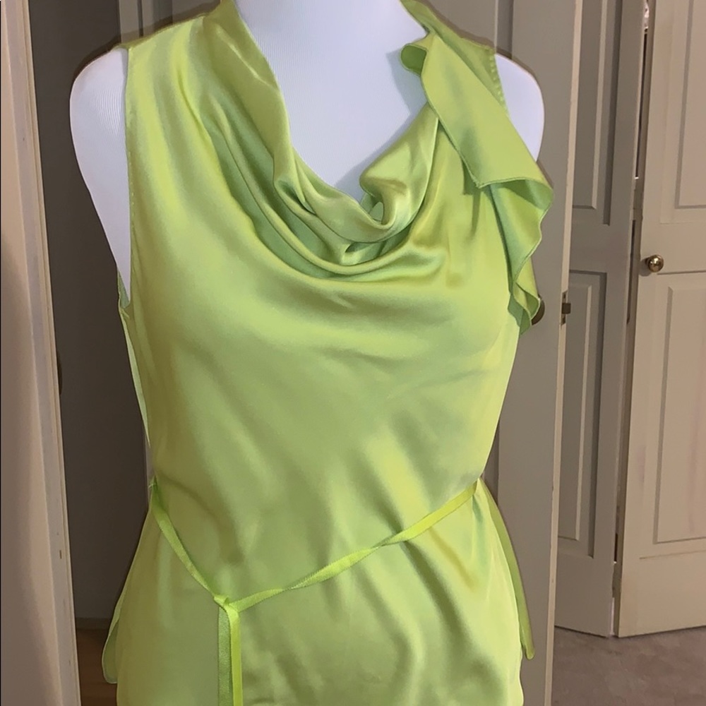 Elie Tahari Silk sleeveless Green Cowl Neck top